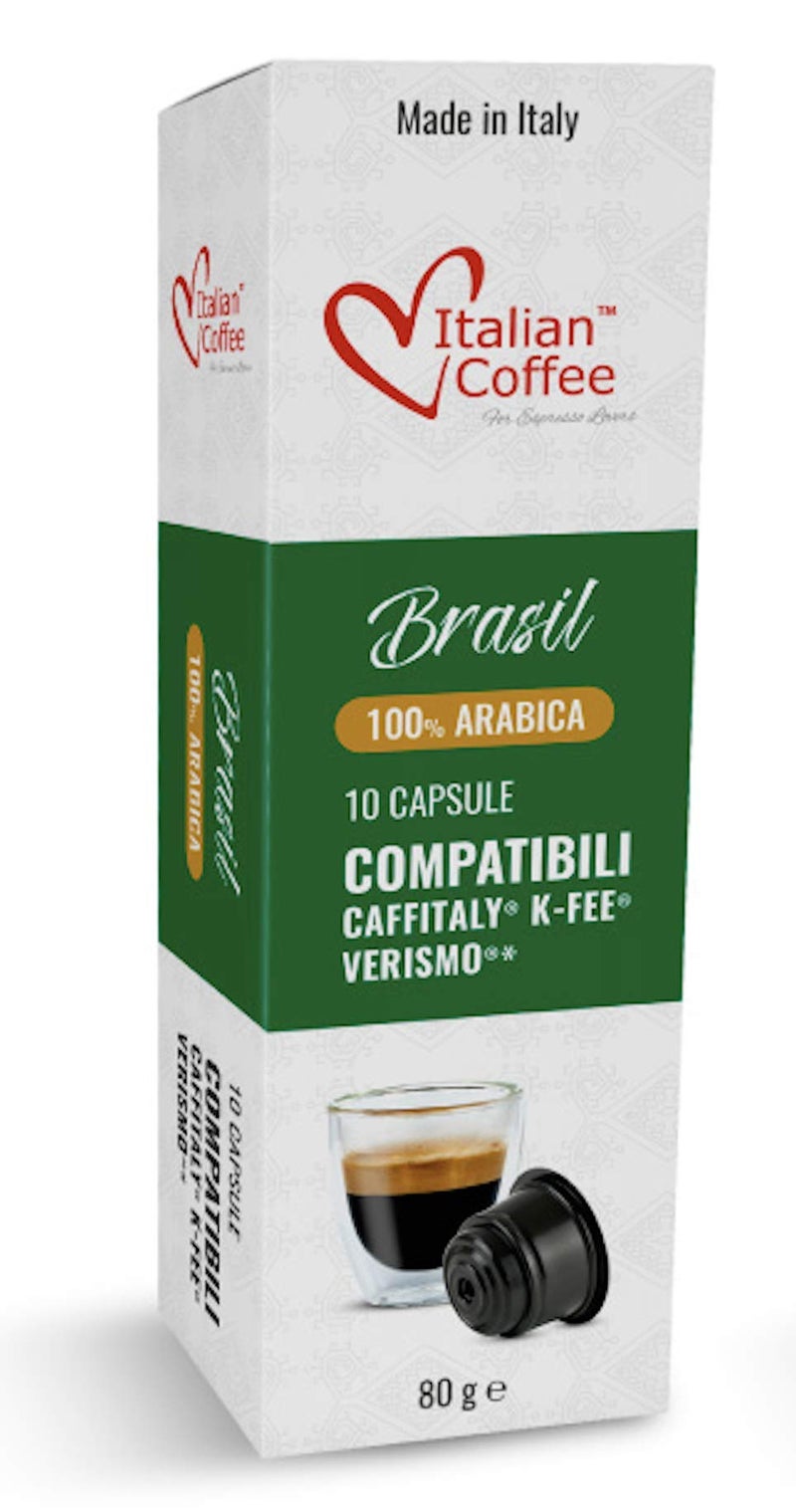 ITALIAN COFFEE FOR ESPRESSO LOVERS Italian Coffee capsules compatible with Verismo, CBTL, Caffitaly, K-fee systems (80 pods BRAZIL blend) - Image 1